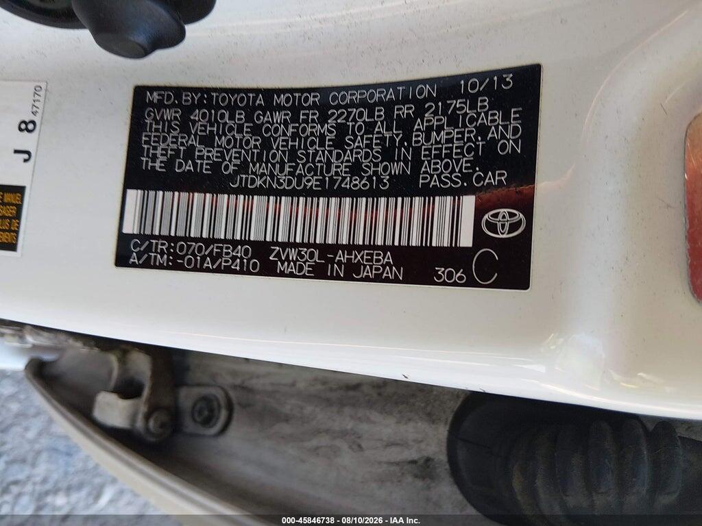 JTDKN3DU9E1748613 2014 TOYOTA PRIUS photo no. 9
