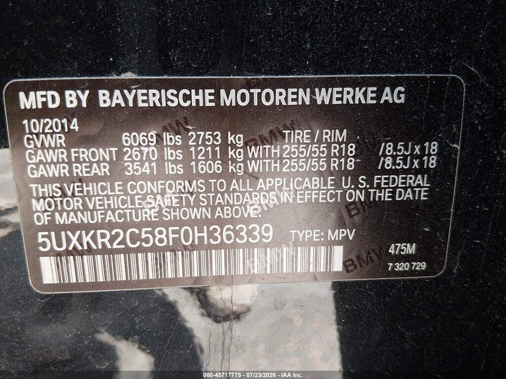5UXKR2C58F0H36339 2015 BMW X5 photo no. 9