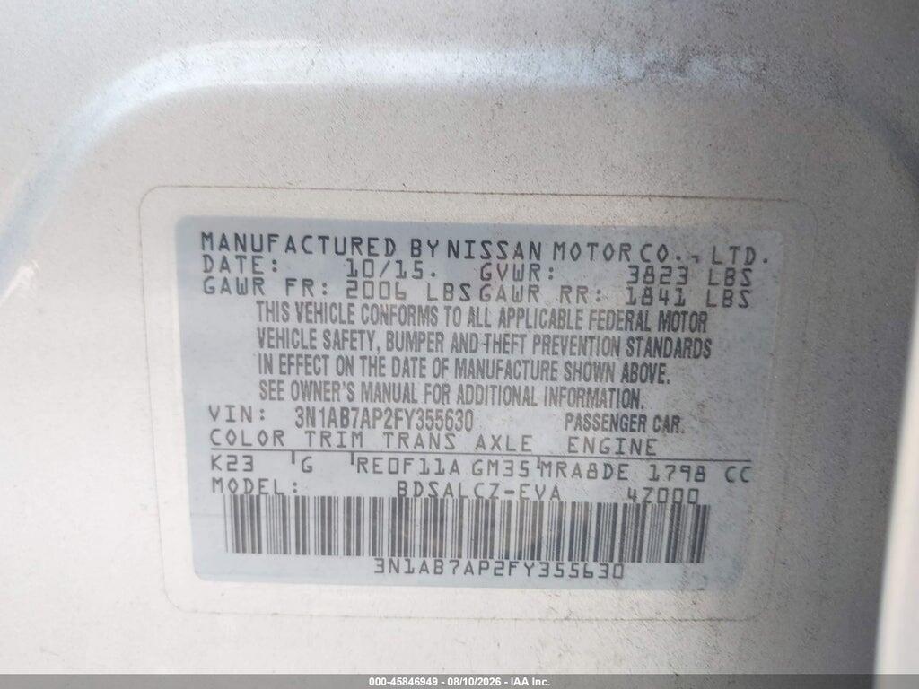 3N1AB7AP2FY355630 2015 NISSAN SENTRA photo no. 9