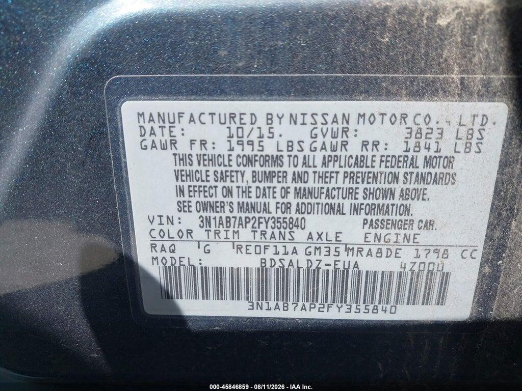 3N1AB7AP2FY355840 2015 NISSAN SENTRA photo no. 9