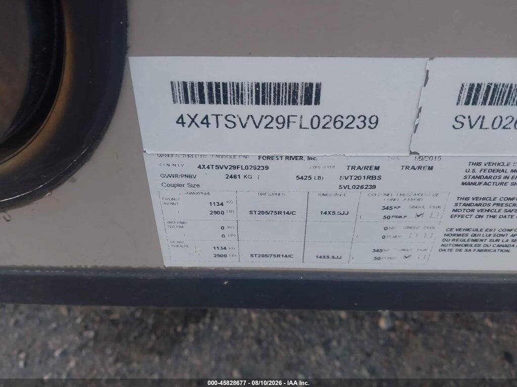 4X4TSVV29FL026239 2015 FOREST RIVER OTHER photo no. 9