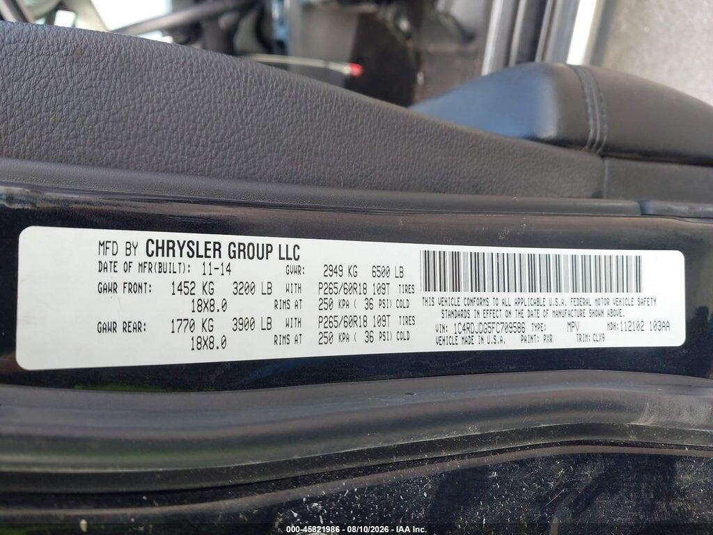 1C4RDJDG5FC709586 2015 DODGE DURANGO photo no. 9