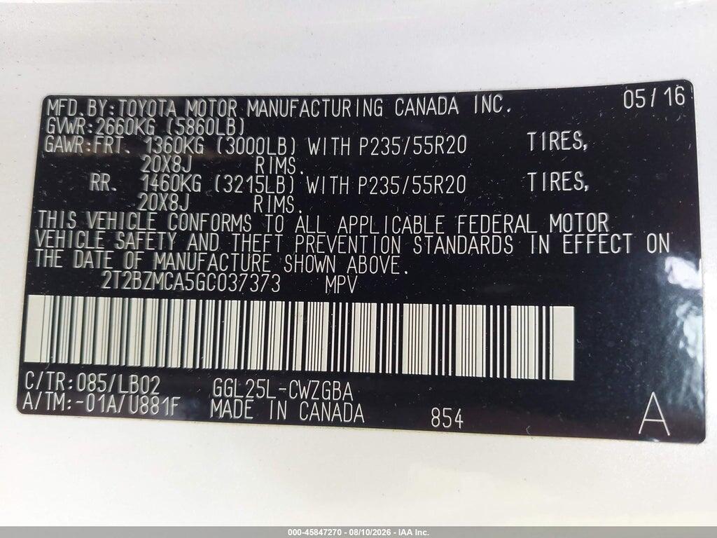 2T2BZMCA5GC037373 2016 LEXUS RX 350 photo no. 9