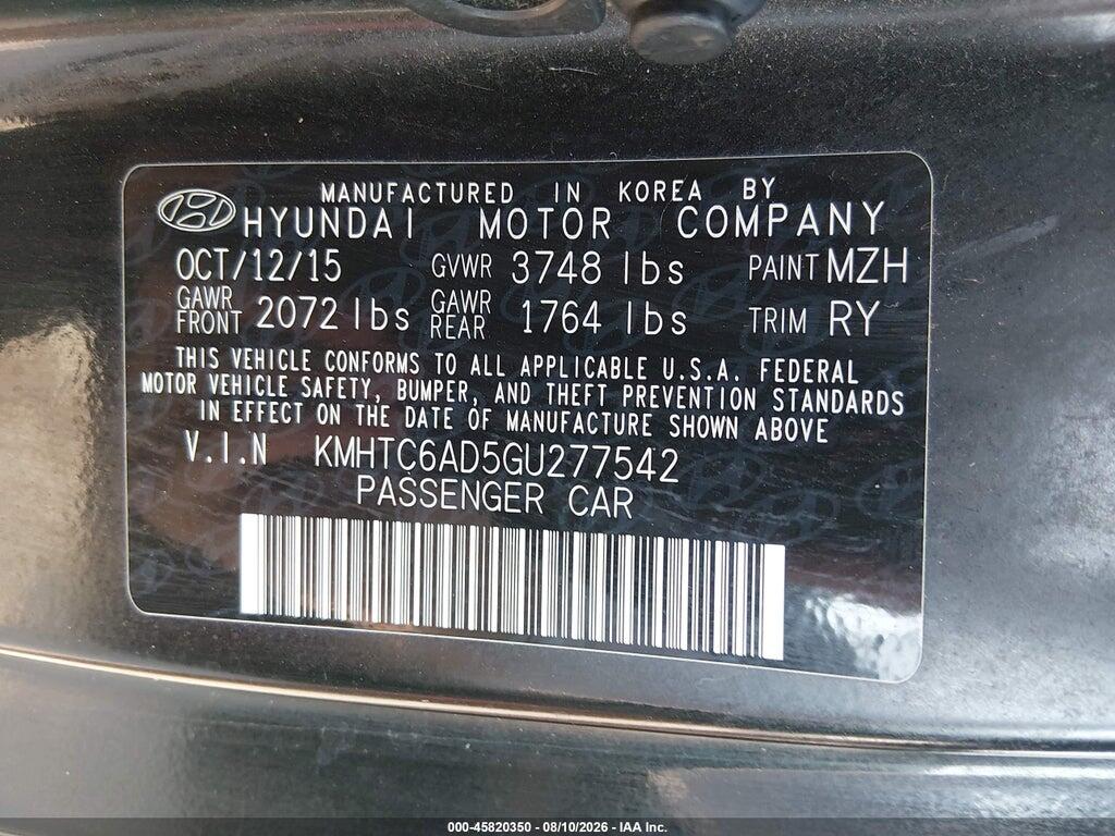 KMHTC6AD5GU277542 2016 HYUNDAI VELOSTER photo no. 9
