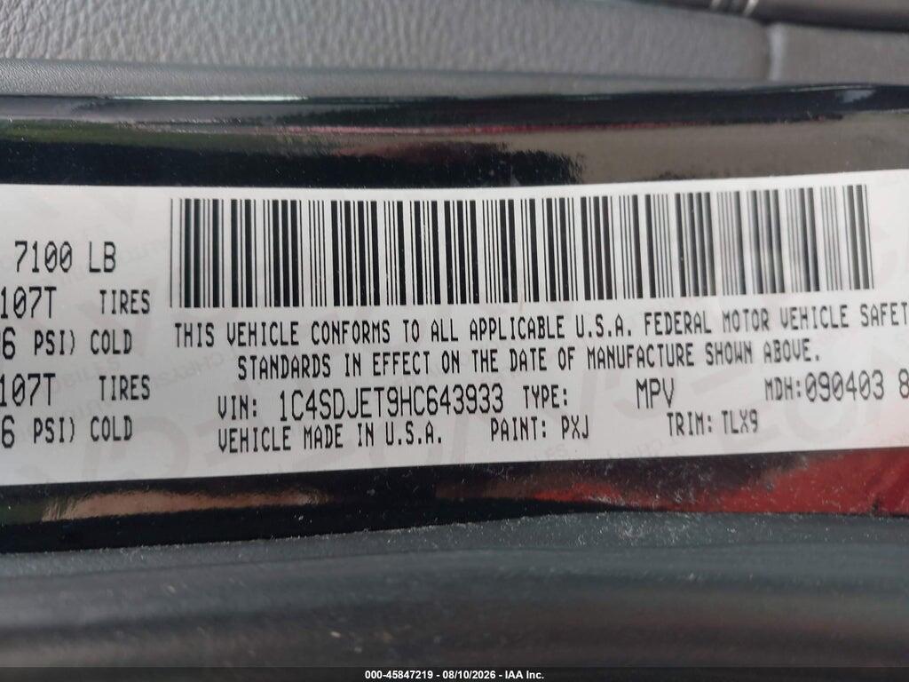 1C4SDJET9HC643933 2017 DODGE DURANGO photo no. 9