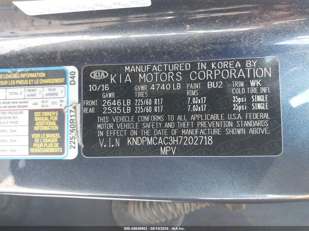 KNDPMCAC3H7202718 2017 KIA SPORTAGE photo no. 9