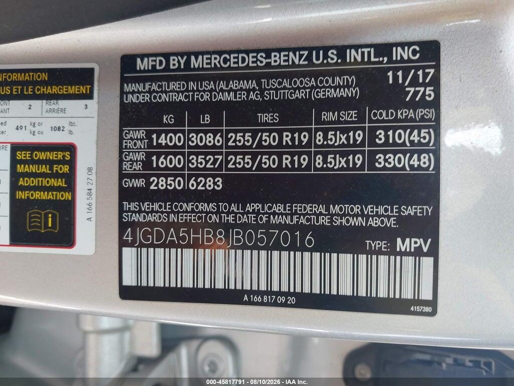 4JGDA5HB8JB057016 2018 MERCEDES-BENZ GLE 350 photo no. 9