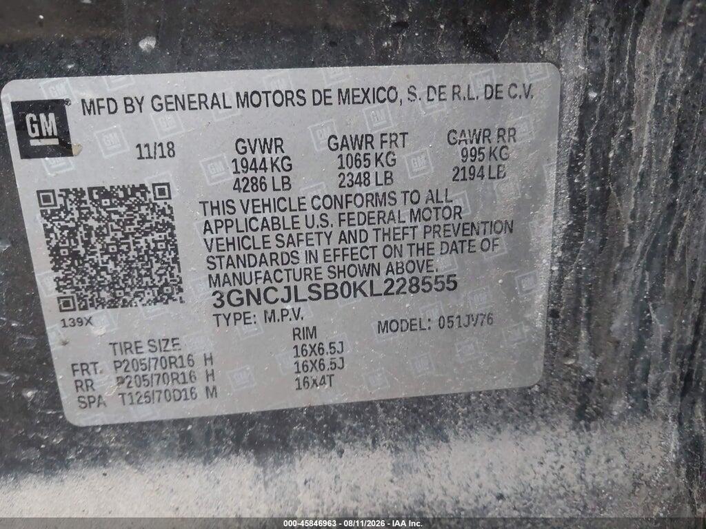 3GNCJLSB0KL228555 2019 CHEVROLET TRAX photo no. 9