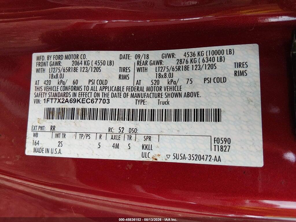 1FT7X2A69KEC67703 2019 FORD F-250 photo no. 9