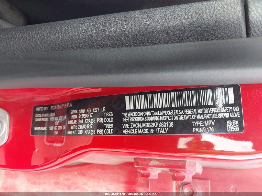 ZACNJABB2KPK60109 2019 JEEP RENEGADE photo no. 9