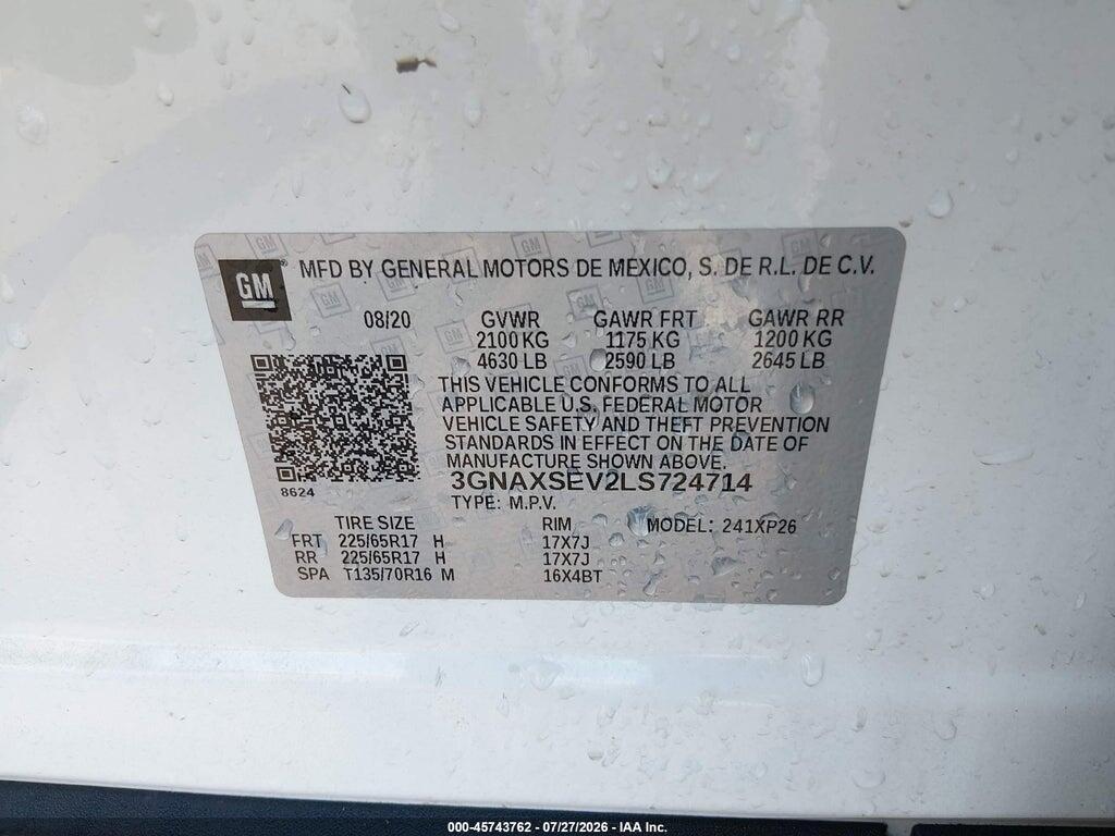 3GNAXSEV2LS724714 2020 CHEVROLET EQUINOX photo no. 9