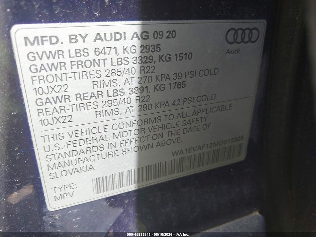 WA1EVAF12MD010325 2021 AUDI Q8 photo no. 9