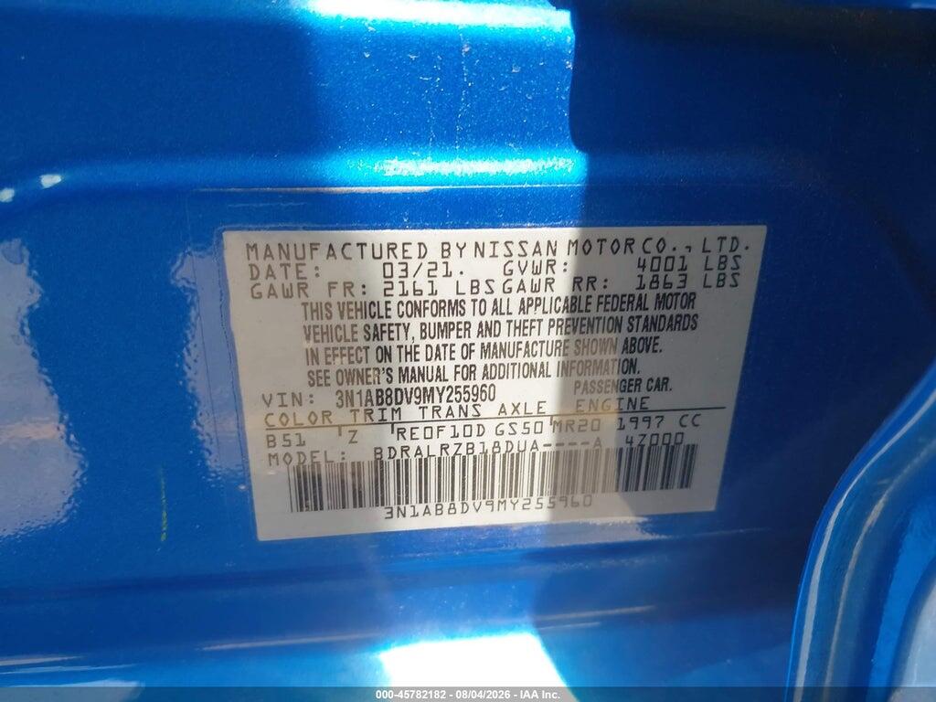 3N1AB8DV9MY255960 2021 NISSAN SENTRA photo no. 9