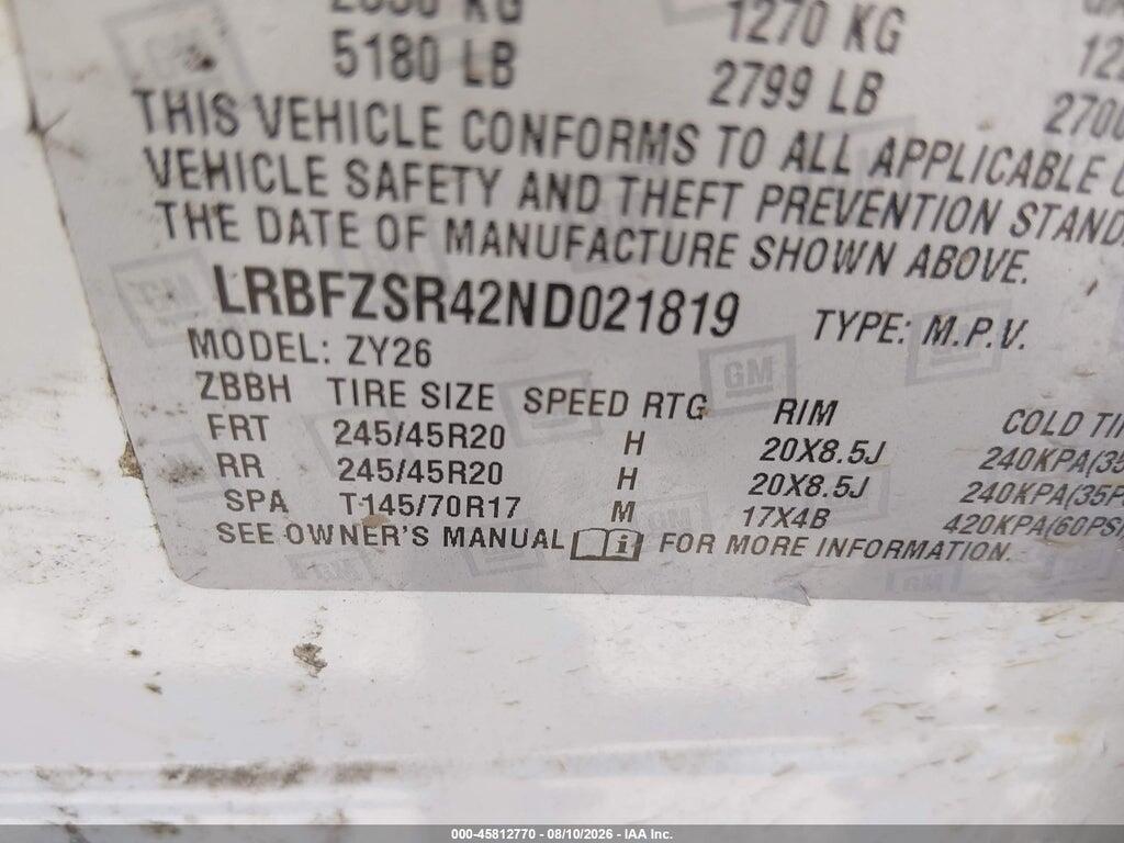 LRBFZSR42ND021819 2022 BUICK ENVISION photo no. 9