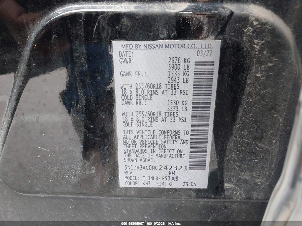 5N1DR3AC0NC242323 2022 NISSAN PATHFINDER photo no. 9