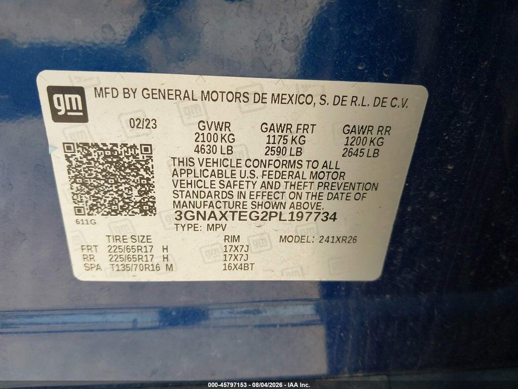 3GNAXTEG2PL197734 2023 CHEVROLET EQUINOX photo no. 9