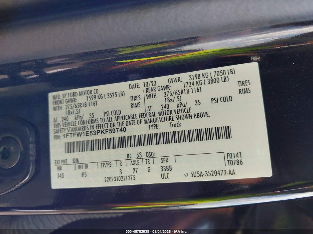 1FTFW1E53PKF59740 2023 FORD F-150 photo no. 9