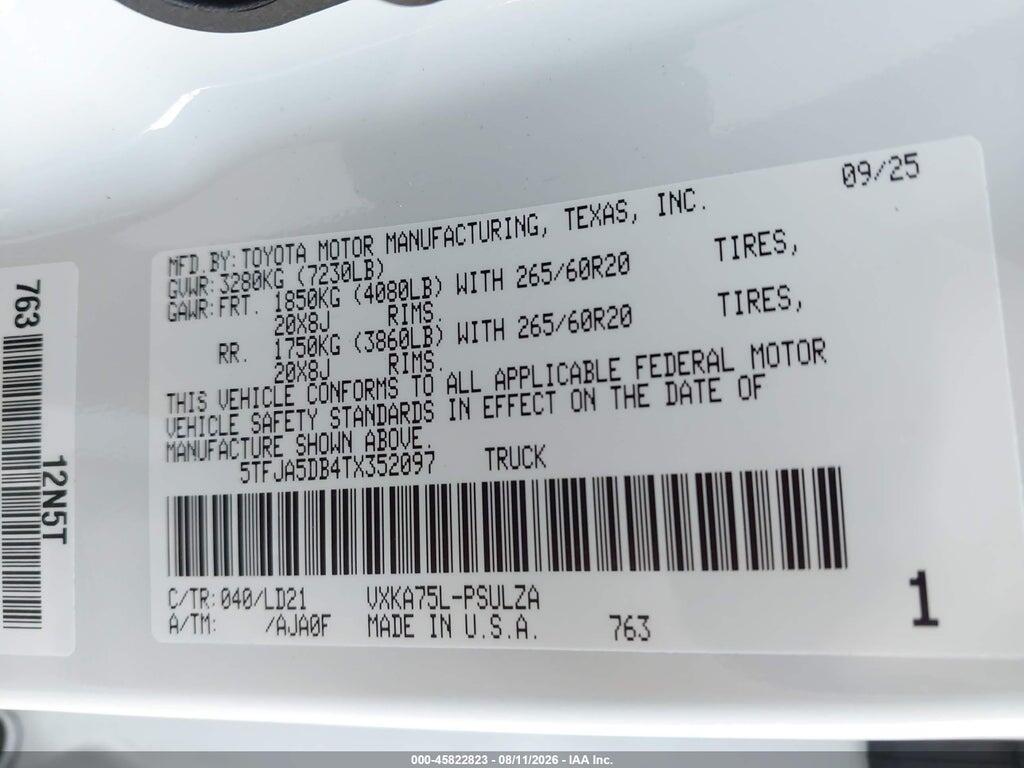 5TFJA5DB4TX352097 2026 TOYOTA TUNDRA photo no. 9