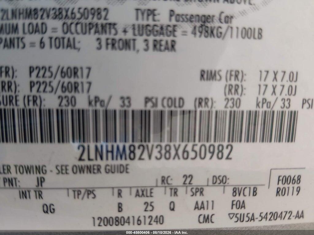2LNHM82V38X650982 2008 LINCOLN TOWN CAR photo no. 9