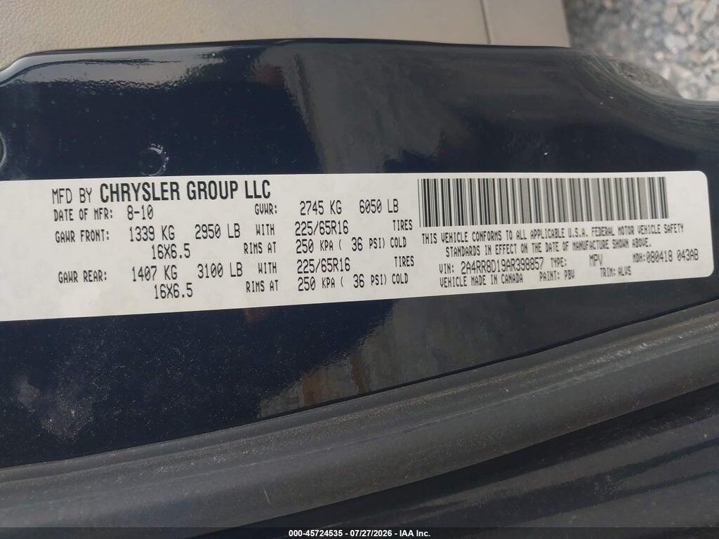 2A4RR8D19AR398857 2010 CHRYSLER TOWN & COUNTRY photo no. 9
