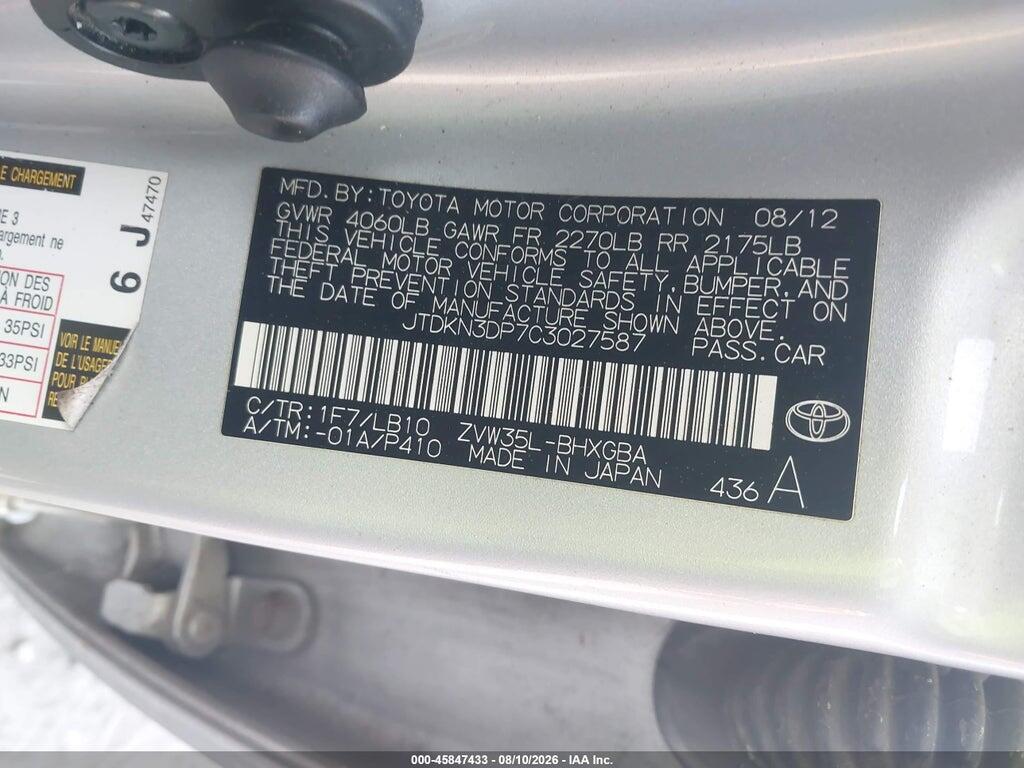JTDKN3DP7C3027587 2012 TOYOTA PRIUS PLUG-IN photo no. 9