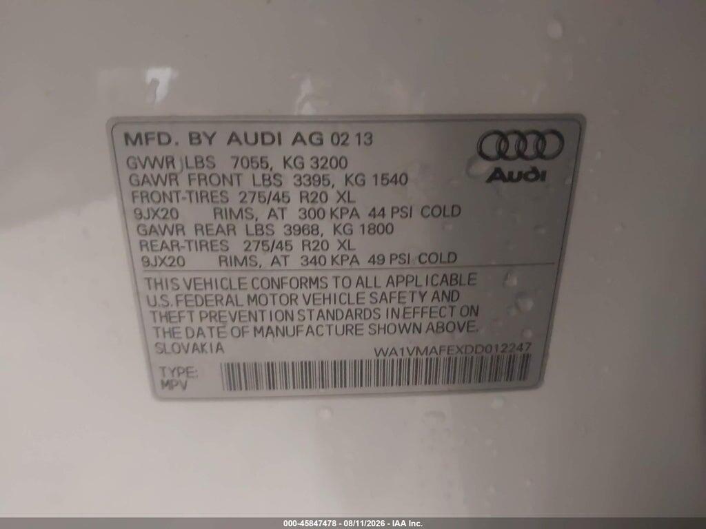 WA1VMAFEXDD012247 2013 AUDI Q7 photo no. 9