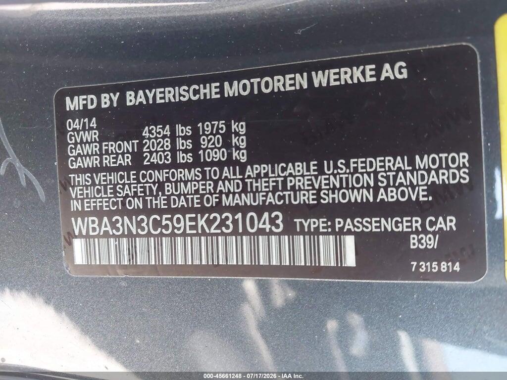 WBA3N3C59EK231043 2014 BMW 428I photo no. 9