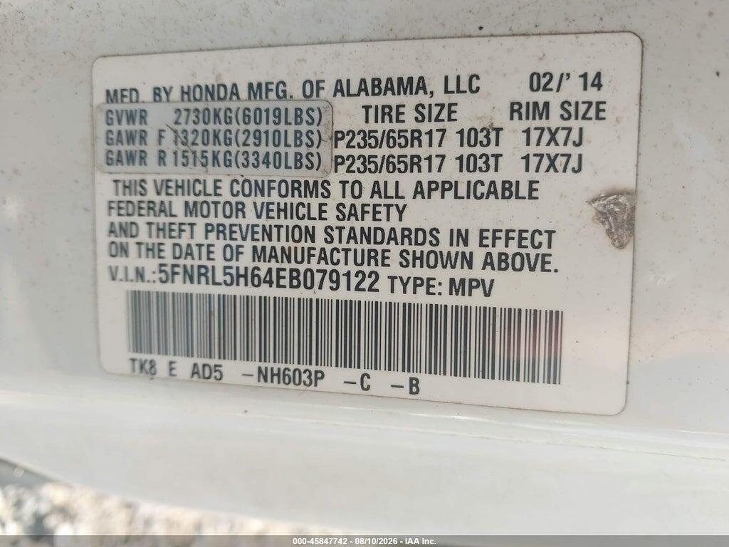 5FNRL5H64EB079122 2014 HONDA ODYSSEY photo no. 9