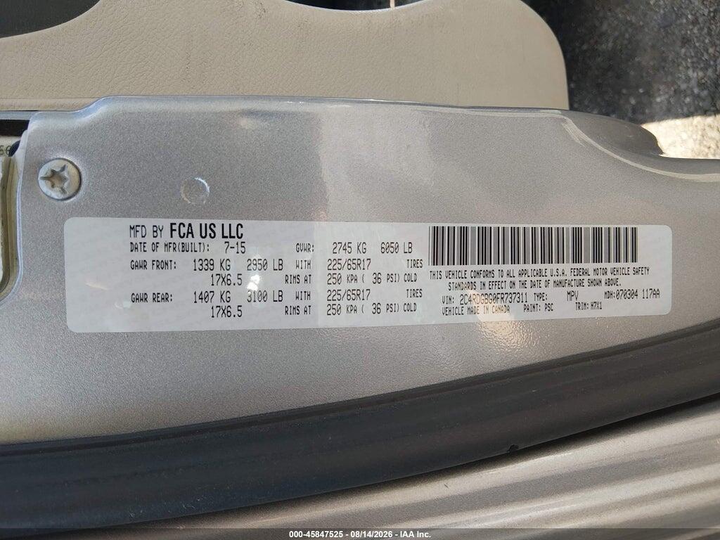 2C4RDGBG0FR737311 2015 DODGE GRAND CARAVAN photo no. 9