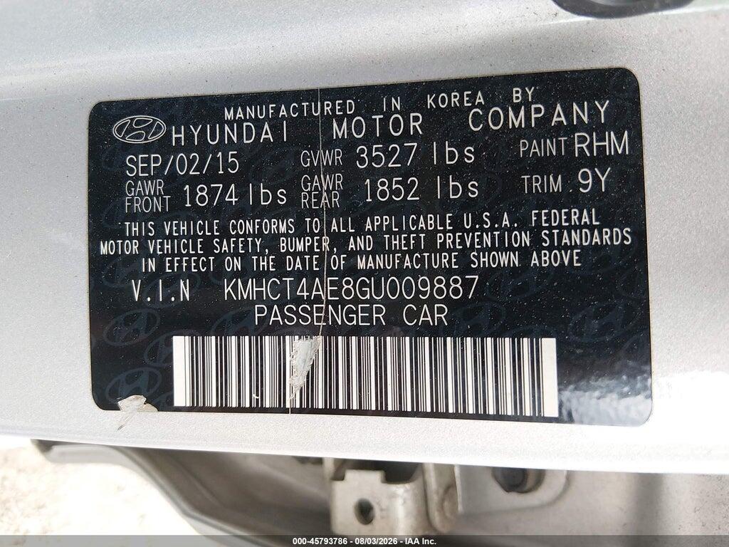 KMHCT4AE8GU009887 2016 HYUNDAI ACCENT photo no. 9