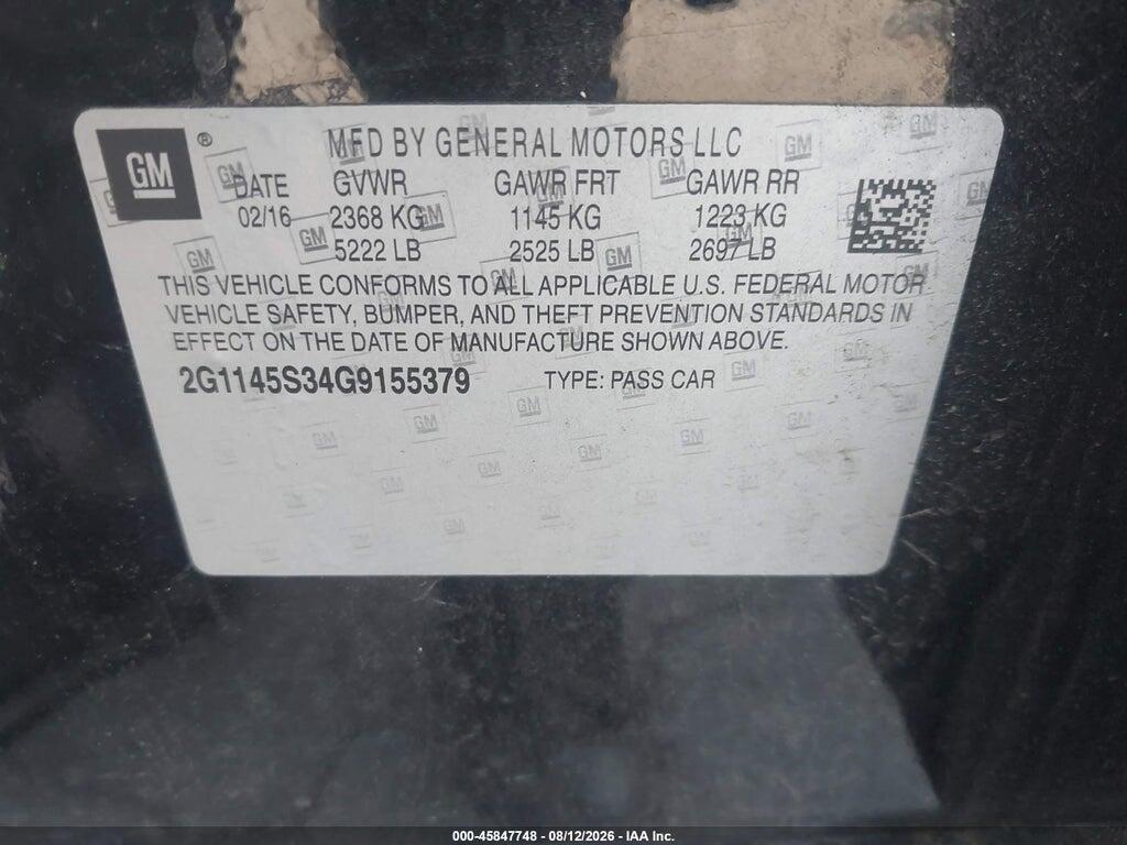 2G1145S34G9155379 2016 CHEVROLET IMPALA photo no. 9