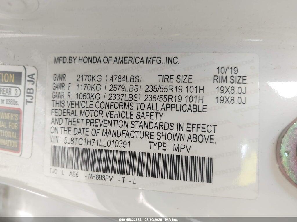 5J8TC1H71LL010391 2020 ACURA RDX photo no. 9
