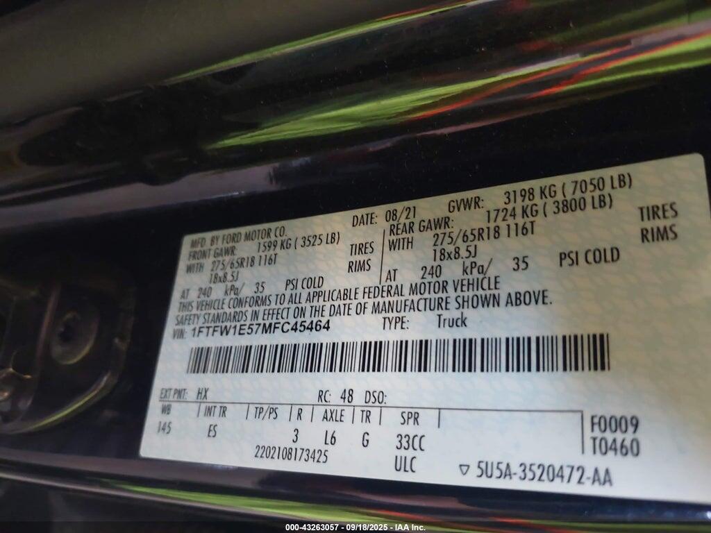 1FTFW1E57MFC45464 2021 FORD F-150 photo no. 9
