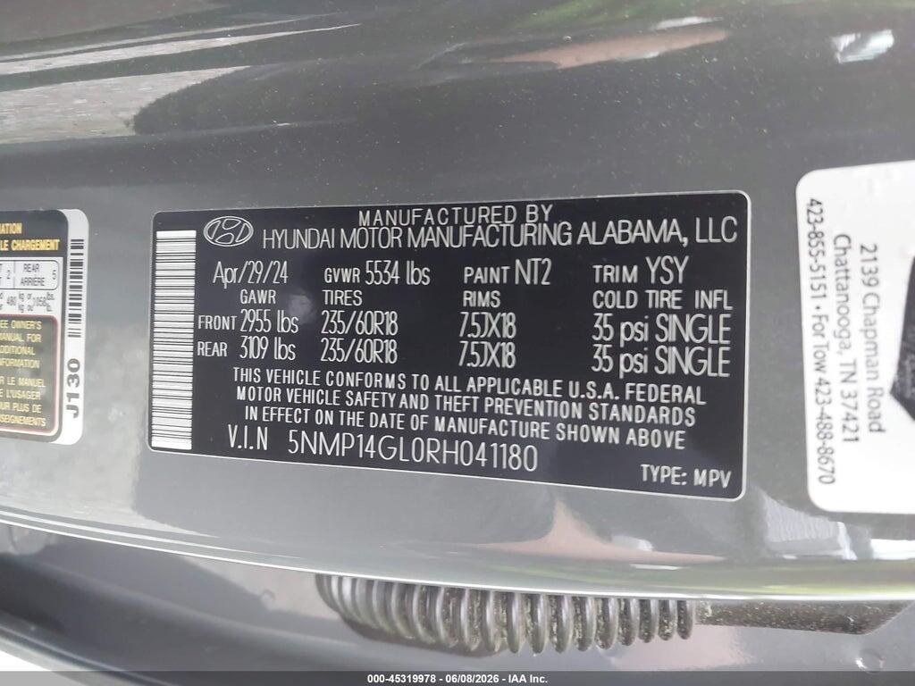 5NMP14GL0RH041180 2024 HYUNDAI SANTA FE photo no. 9