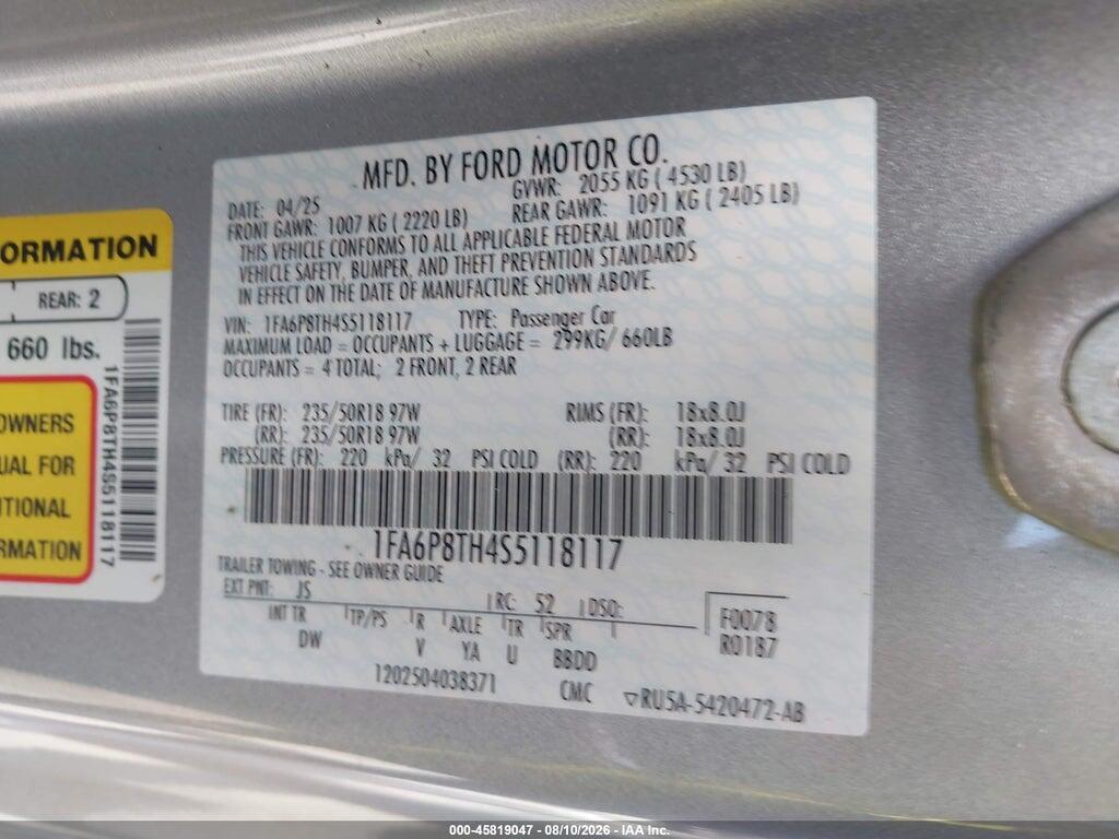 1FA6P8TH4S5118117 2025 FORD MUSTANG photo no. 9