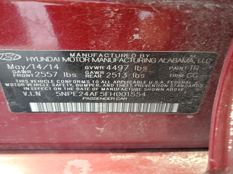 5NPE24AF5FH001554 2015 HYUNDAI SONATA photo no. 12