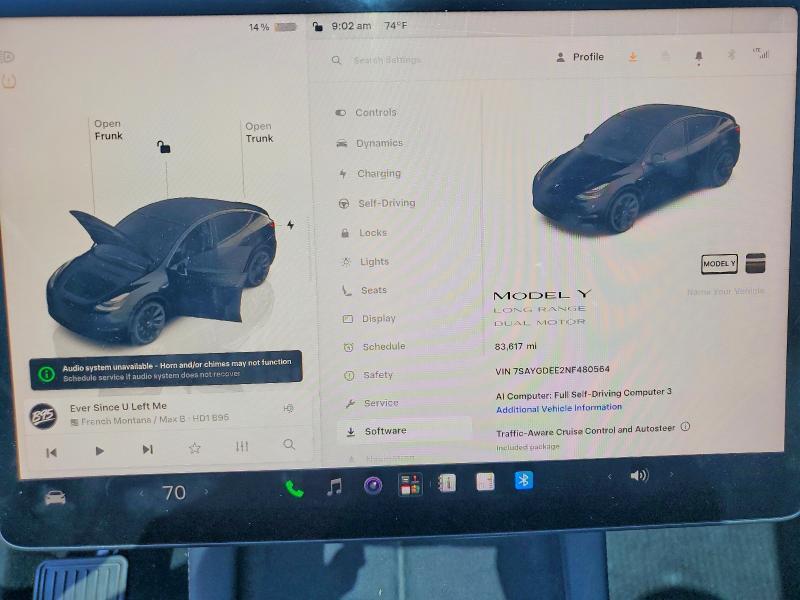 7SAYGDEE2NF480564 2022 TESLA MODEL Y photo no. 9