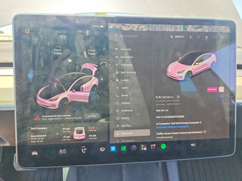 5YJ3E1EB2MF878289 2021 TESLA MODEL 3 photo no. 9