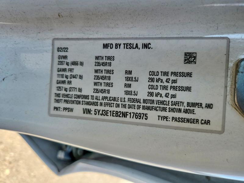 2022 TESLA MODEL 3 — Фото 12 из 12