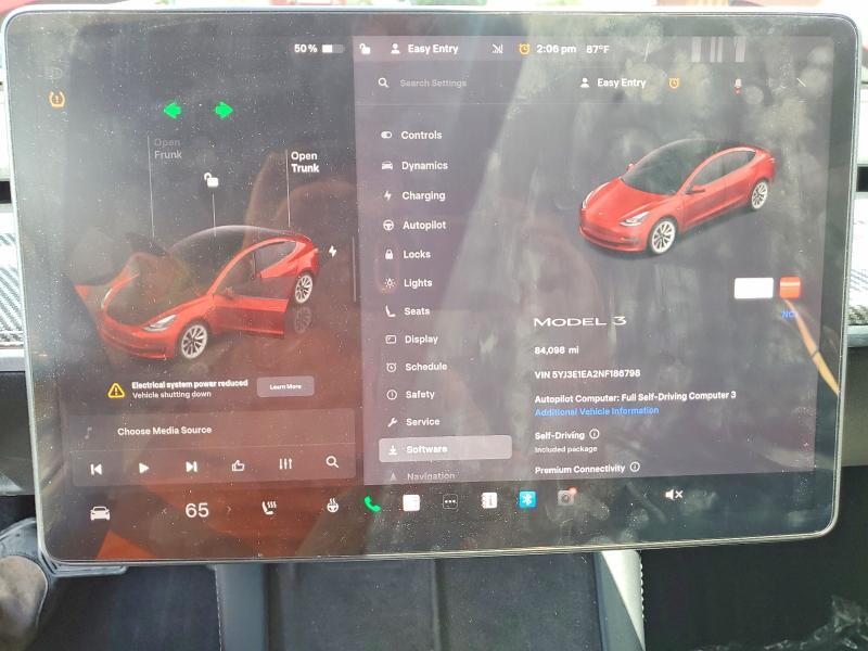 5YJ3E1EA2NF186798 2022 TESLA MODEL 3 photo no. 9