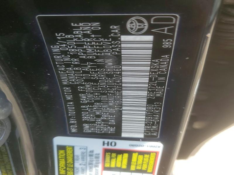 2015 TOYOTA COROLLA S PLUS — Фото 12 из 12
