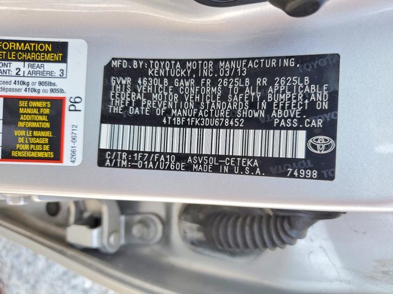 2013 TOYOTA CAMRY L — Фото 12 из 12