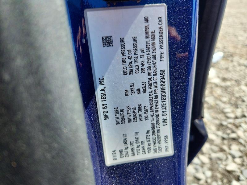 5YJ3E1EB3RF809490 2024 TESLA MODEL 3 photo no. 12