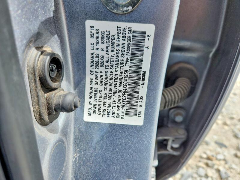 19XFC2F64KE041959 2019 HONDA CIVIC photo no. 12