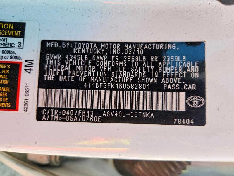 2011 TOYOTA CAMRY LE — Фото 12 из 12