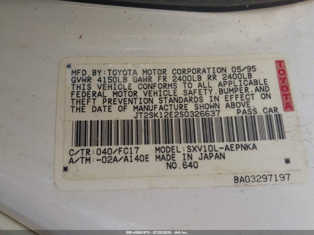 JT2SK12E2S0326637 1995 TOYOTA CAMRY photo no. 9
