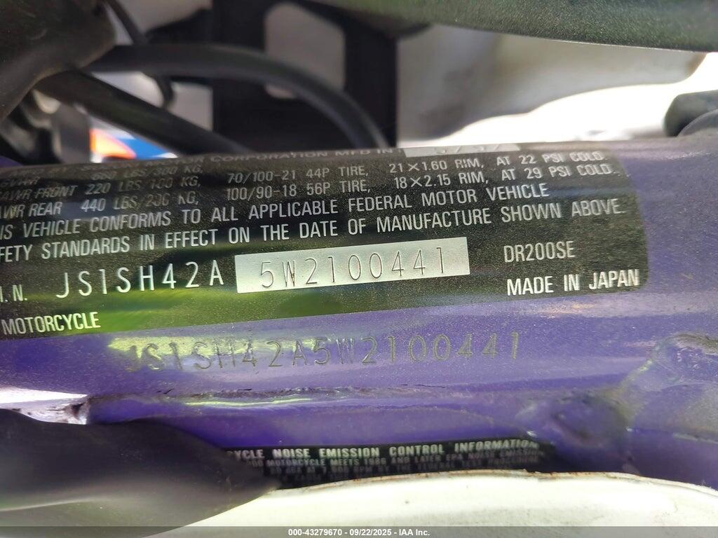 JS1SH42A5W2100441 1998 SUZUKI DR200 photo no. 10