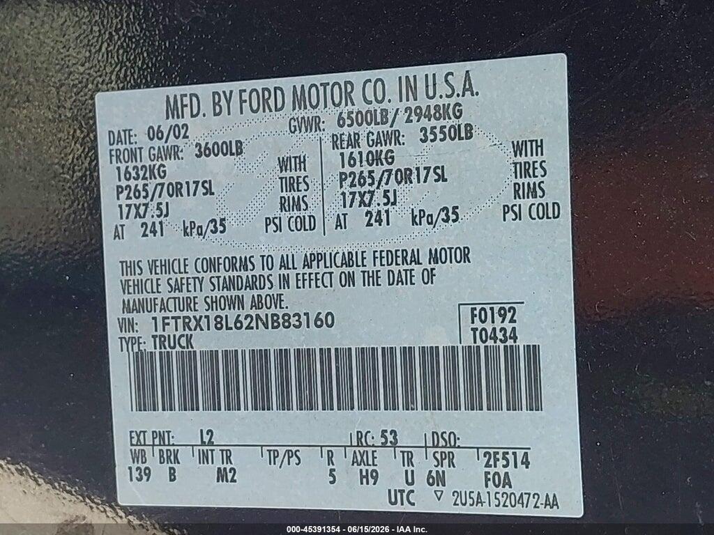 1FTRX18L62NB83160 2002 FORD F-150 photo no. 9