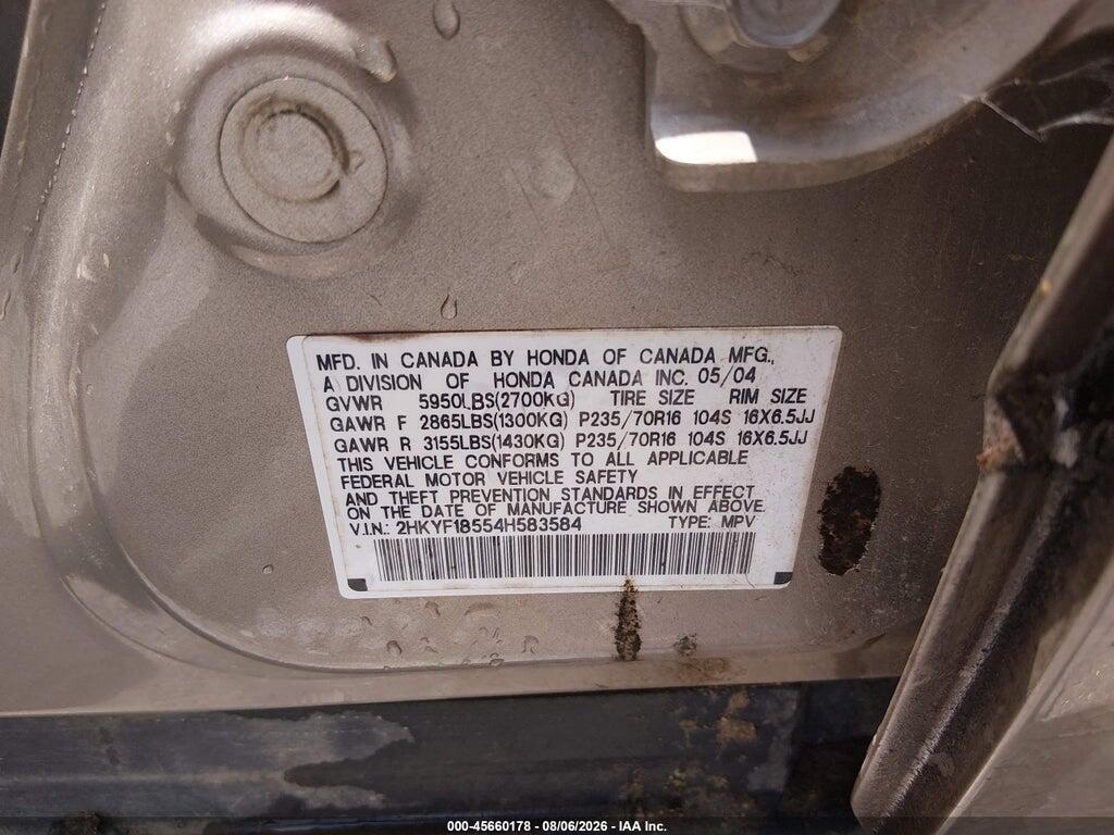 2HKYF18554H583584 2004 HONDA PILOT photo no. 9