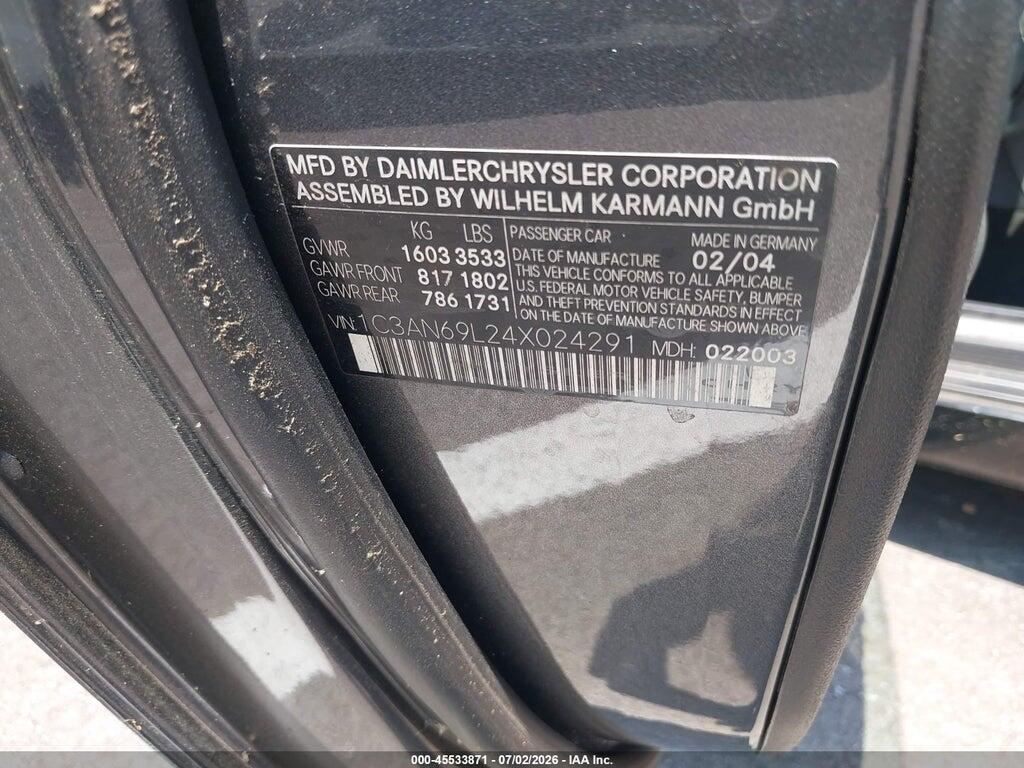 1C3AN69L24X024291 2004 CHRYSLER CROSSFIRE photo no. 9